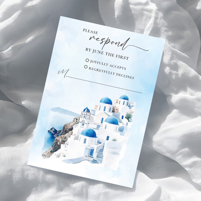 Tarjeta de respuesta RSVP de boda griega (Greek RSVP Response Card)