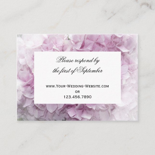 Tarjeta de respuesta RSVP de Boda Hídrangea Rosa s (Anverso)