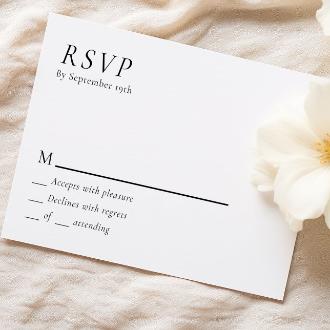 Tarjeta de respuesta RSVP de boda mínima simple y  (Subido por el creador)