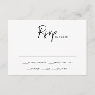 Tarjeta de respuesta RSVP de boda moderna Negro