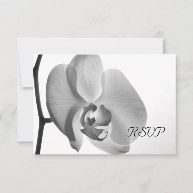 Tarjeta de respuesta RSVP de Boda Orquídea Blanca (Anverso)