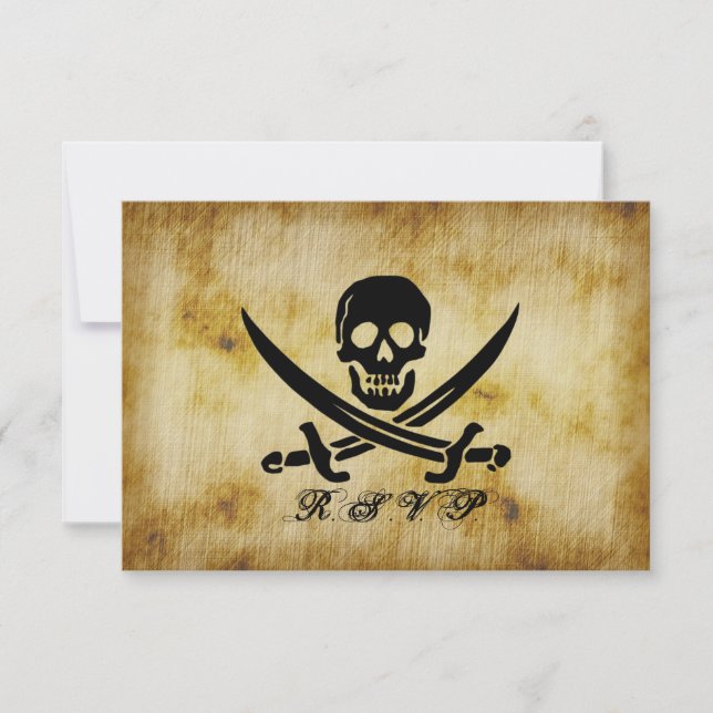Tarjeta de respuesta RSVP de boda pirata (Anverso)