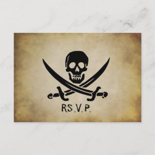 Tarjeta de respuesta RSVP de boda pirata
