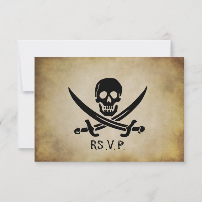 Tarjeta de respuesta RSVP de boda pirata (Anverso)