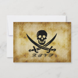 Tarjeta de respuesta RSVP de boda pirata