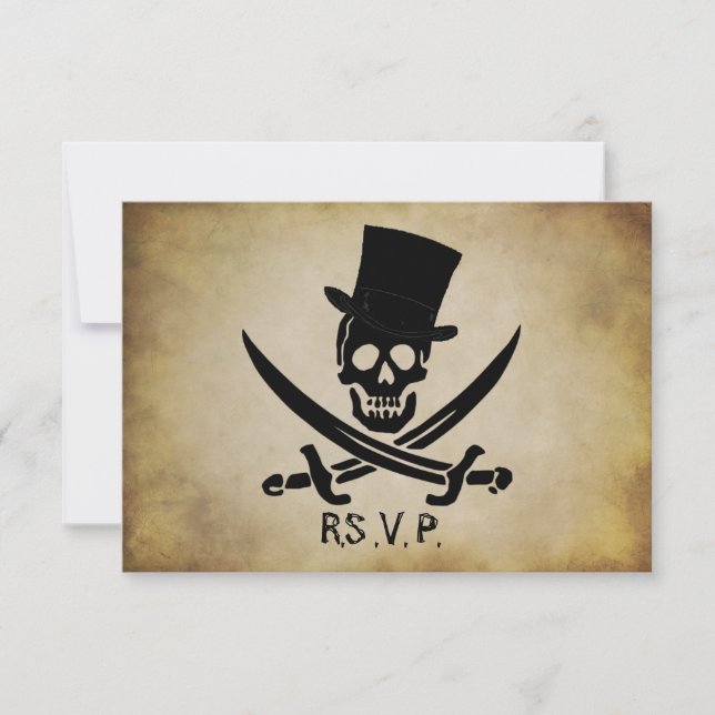 Tarjeta de respuesta RSVP de boda pirata (Anverso)