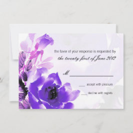 Tarjeta de respuesta RSVP de boda púrpura Rosa