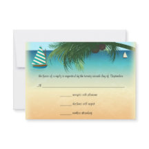 Tarjeta de respuesta RSVP de Boda Retro Beach