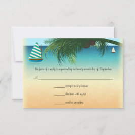 Tarjeta de respuesta RSVP de Boda Retro Beach