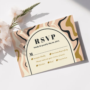 Tarjeta de respuesta RSVP de boda rosa negro dorad
