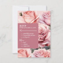 Tarjeta de respuesta RSVP de boda rosada RSVP