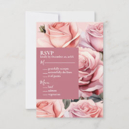 Tarjeta de respuesta RSVP de boda rosada RSVP