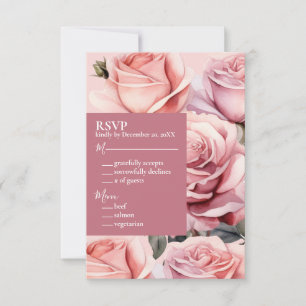 Tarjeta de respuesta RSVP de boda rosada RSVP