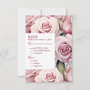 Tarjeta de respuesta RSVP de boda rosada RSVP