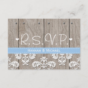 Tarjeta de respuesta RSVP de boda Rustic Blue Hydr
