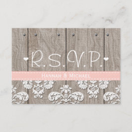 Tarjeta de respuesta RSVP de boda Rustic Pink Hydr