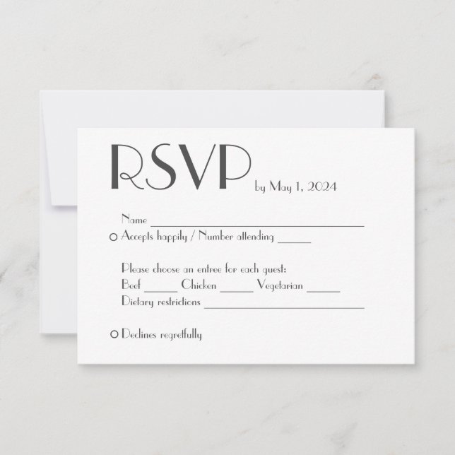Tarjeta de respuesta RSVP de boda simple (Anverso)