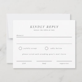 Tarjeta de respuesta RSVP de boda simple con opcio