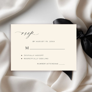 Tarjeta de respuesta RSVP de boda simple elegante