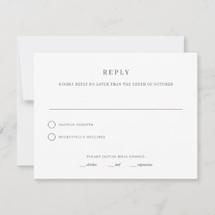 Tarjeta de respuesta RSVP de boda simple y elegant