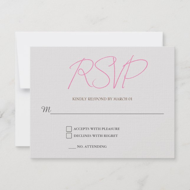 Tarjeta de respuesta RSVP de boda sin línea (Anverso)