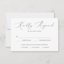 Tarjeta de respuesta RSVP de boda suave y elegante