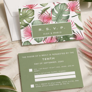 Tarjeta de respuesta / RSVP de boda tropical humor