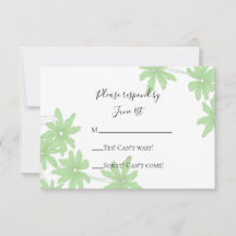 Tarjeta de respuesta RSVP de boda verde claro
