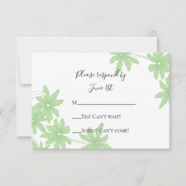 Tarjeta de respuesta RSVP de boda verde claro