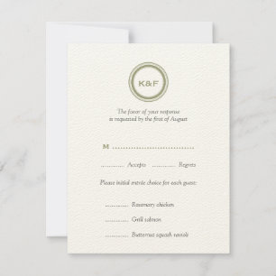 Tarjeta de respuesta RSVP de boda verde hierba