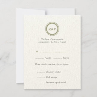 Tarjeta de respuesta RSVP de boda verde hierba