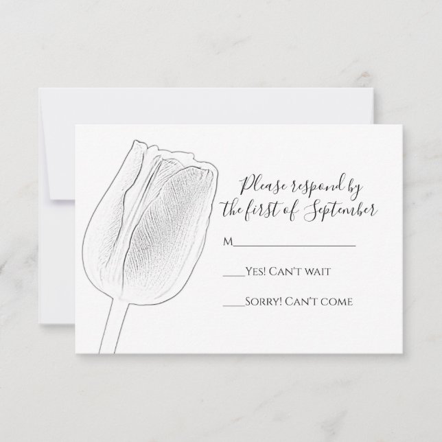 Tarjeta de respuesta RSVP de bodas de boceto Tulip (Anverso)