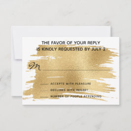 Tarjeta de respuesta RSVP de bodas Elegante dorado