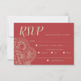Tarjeta de respuesta RSVP de Bohemia de la Boda Ru
