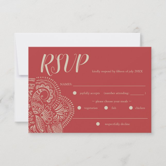 Tarjeta de respuesta RSVP de Bohemia de la Boda Ru (Anverso)