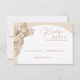 Tarjeta de respuesta RSVP de Boho Pampas Grass RSV