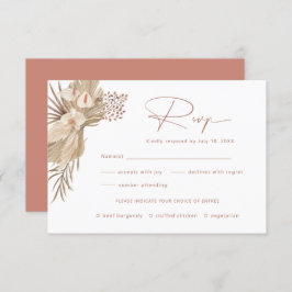 Tarjeta de respuesta RSVP de Boho Pampas Grass RSV