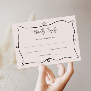 Tarjeta de respuesta RSVP de borde caprichoso dibu