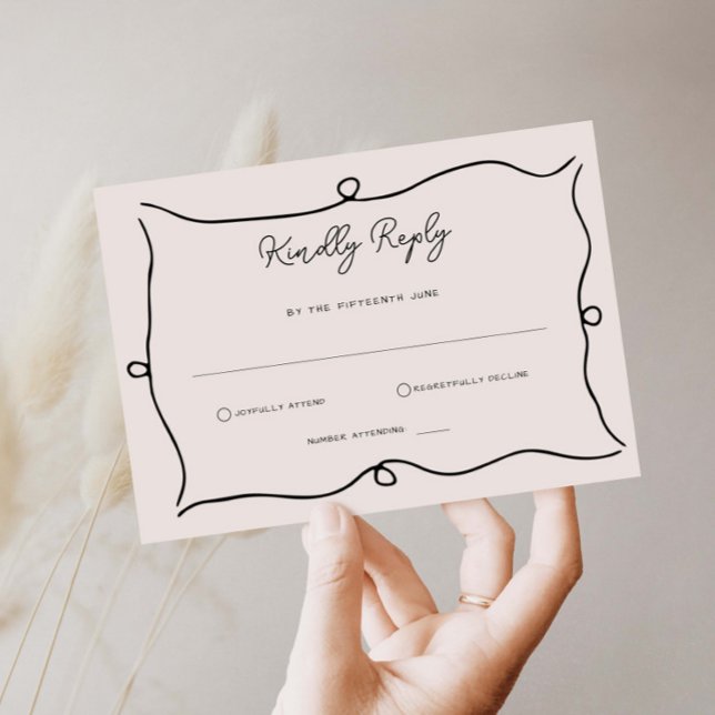 Tarjeta de respuesta RSVP de borde caprichoso dibu (Subido por el creador)