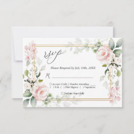 Tarjeta de respuesta RSVP de casamiento rosado de 
