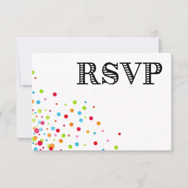 Tarjeta de respuesta RSVP de celebración de Confet (Anverso)