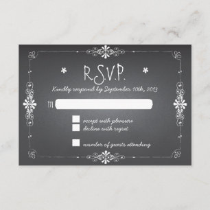 Tarjeta de respuesta RSVP de Chalkboard Wedding