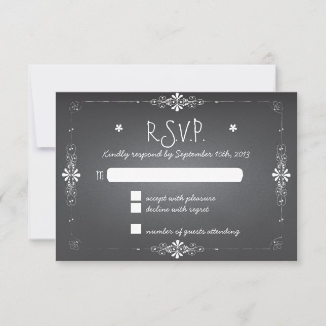 Tarjeta de respuesta RSVP de Chalkboard Wedding (Anverso)