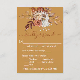 Tarjeta de respuesta RSVP de cierre dorado floral 