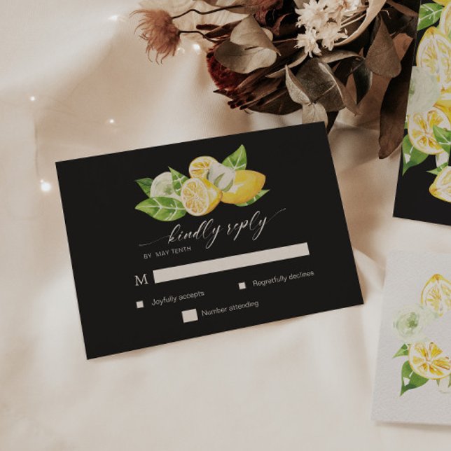 Tarjeta de respuesta RSVP de Citrus Lemon Tree Wed (Subido por el creador)