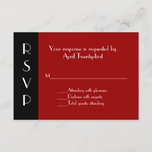 Tarjeta de respuesta RSVP de color rojo y negro pa