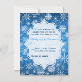 Tarjeta de respuesta RSVP de copos de nieve azules
