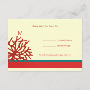 Tarjeta de respuesta RSVP de Coral Beach