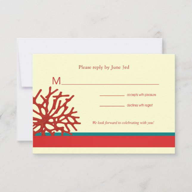Tarjeta de respuesta RSVP de Coral Beach (Anverso)