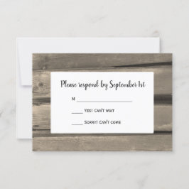 Tarjeta de respuesta RSVP de Country Barn Wood Wed
